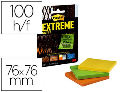 Bloco de notas adesivas post-it extreme 76x76 mm com 45 folhas pack de 3 unidades amarelo laranja e verde , Post-it , 155682 , 00638060270493